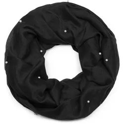 Loop STYLEBREAKER "Loop Schal mit Perlen Applikation", Damen, schwarz, Obermaterial: 50% Viskose CV. 50% Baumwolle CO., Modisch, Modetücher Loop