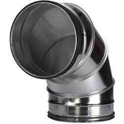 Lindab, Zubehör Belüftungstechnik, Bøjning BFU 630 90. Falset, fremstillet af 4 segmenter. Passer i rør, nippelmål.