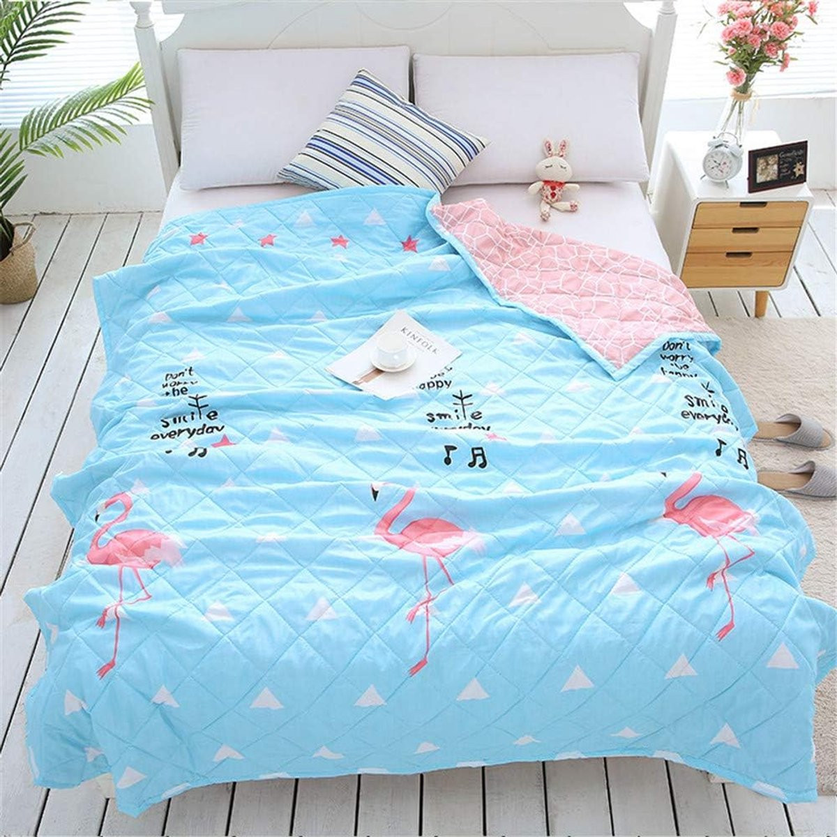 Veelkleurige omkeerbare bedsprei quilt voor decoratief gebruik, 100 x 130 cm