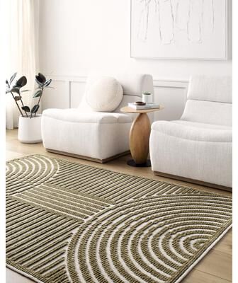 Livabliss Remi Mod Stripe Machine Washable Area Rug