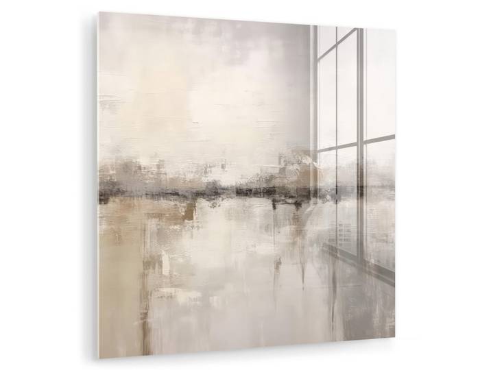 MuchoWow Acrylglasbild Moderne Kunst - Abstrakt - Beige 90x90 cm, Glas, Quadratisch, 90x90 cm, Bilder & Rahmen, Bilder, Acrylglasbilder