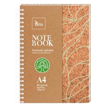 Tetis Spiralnotizbuch A4/80K kariert Kork (A4, Kariert, Harter Einband) (43095724)