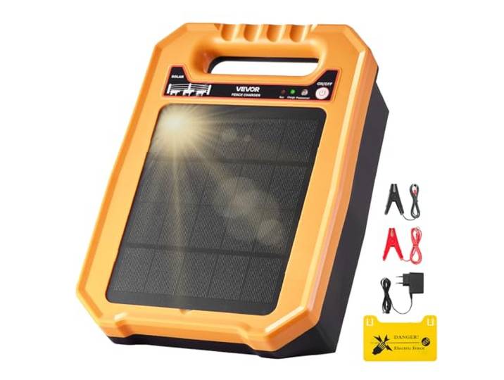VEVOR Chargeur de Clôture Électrique Solaire\, 0\,3 J\, Électrificateur de Clôture Électrique\, 8 kV\, Portée 1-3 km\, Autonomie 7 Jours\, Résistant aux Intempéries\, pour Empêcher Intrusion Animaux Sauvages