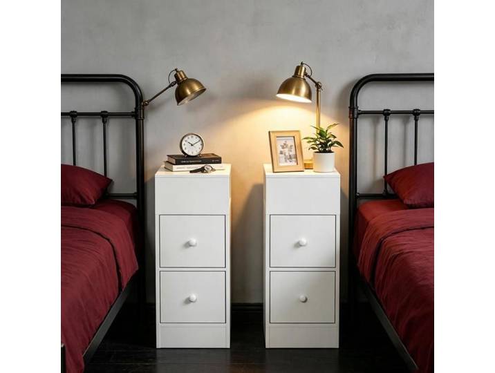 PIPIPOXER Lot de 2 table de chevet étroite 25x30x66 paire tables de nuit minimalistes chambre double niche avec passage câble
