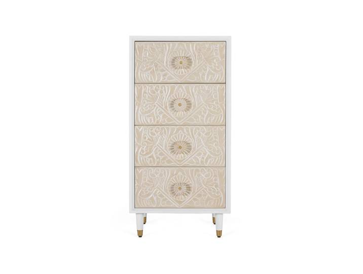 Commode haute en bois de manguier 60 cm style méditerranéen moderne