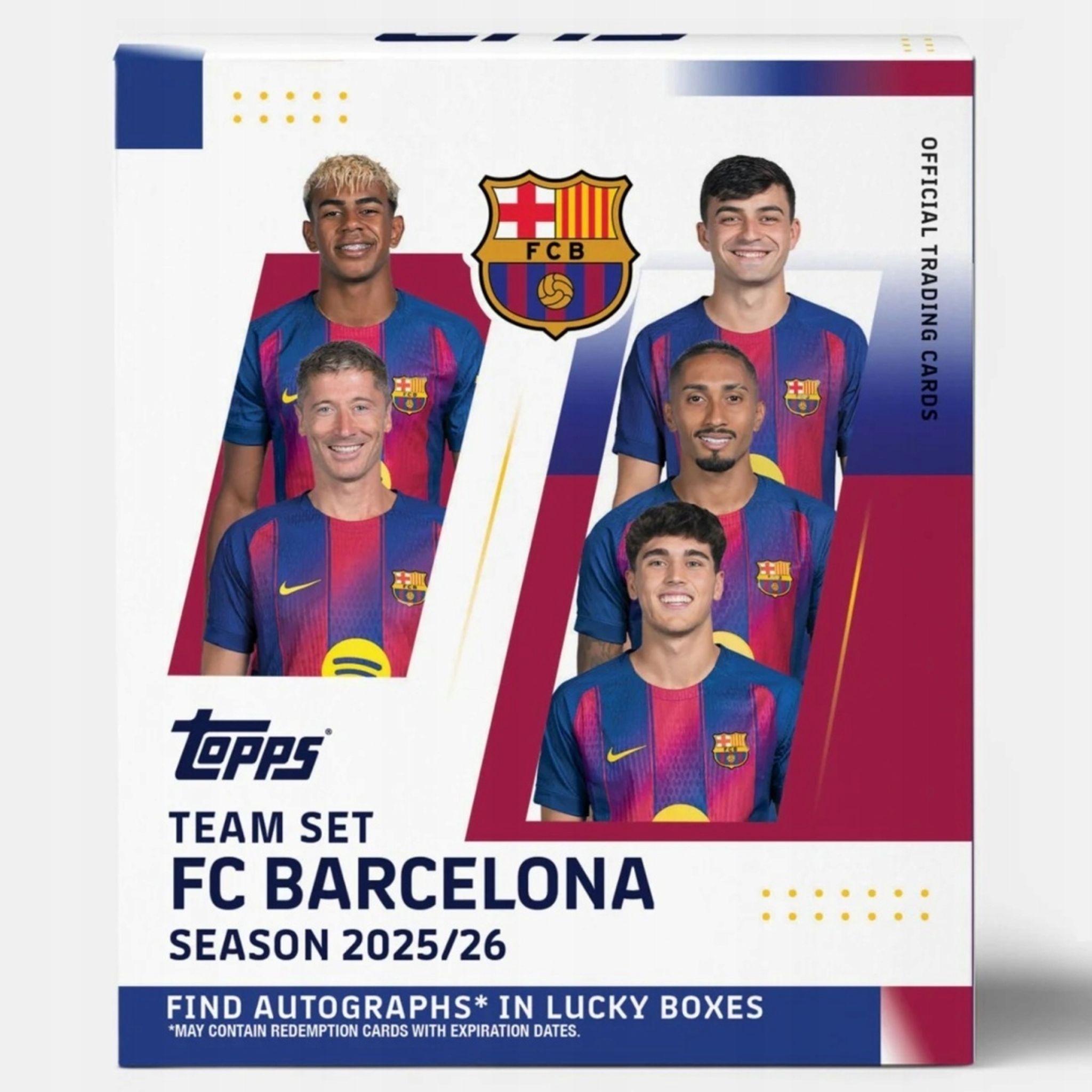 Topps FC Barcelona Team Set 25/26 - Official card box with a 50 per cent chance of an autograph