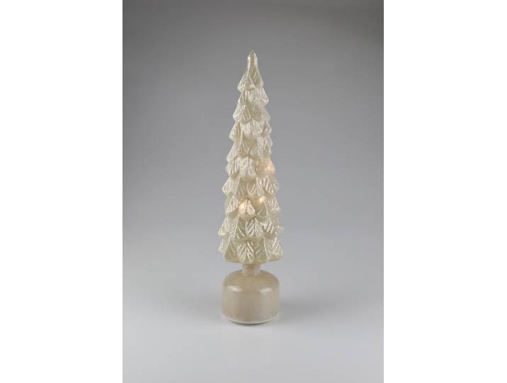 LED Dekoobjekt AM DESIGN Glas-Weihnachtsbaum rotierend , beige (weiß), H:40cm L:10cm, Leuchten, LED Dekoobjekt, 10x40 cm