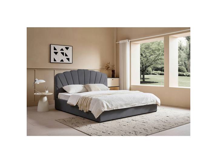 Ambia Home Polsterbett, Grau, Kunststoff, Pappel, massiv, 180x200 cm, gepolstertes Kopfteil, Stoffauswahl, Schlafzimmer, Betten, Polsterbetten