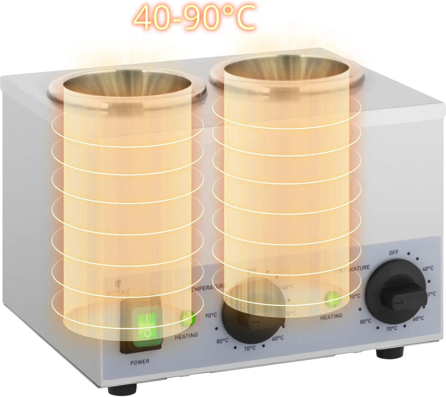 Royal Catering Scalda salse - 2 x 1 L - Pannello di controllo inferiore -  RCSW-16