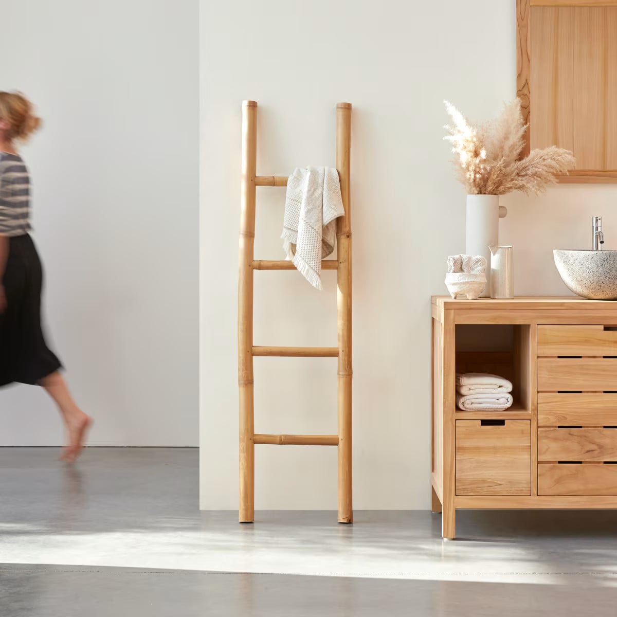 Tikamoon Handdoekenrek van bamboe - Beige