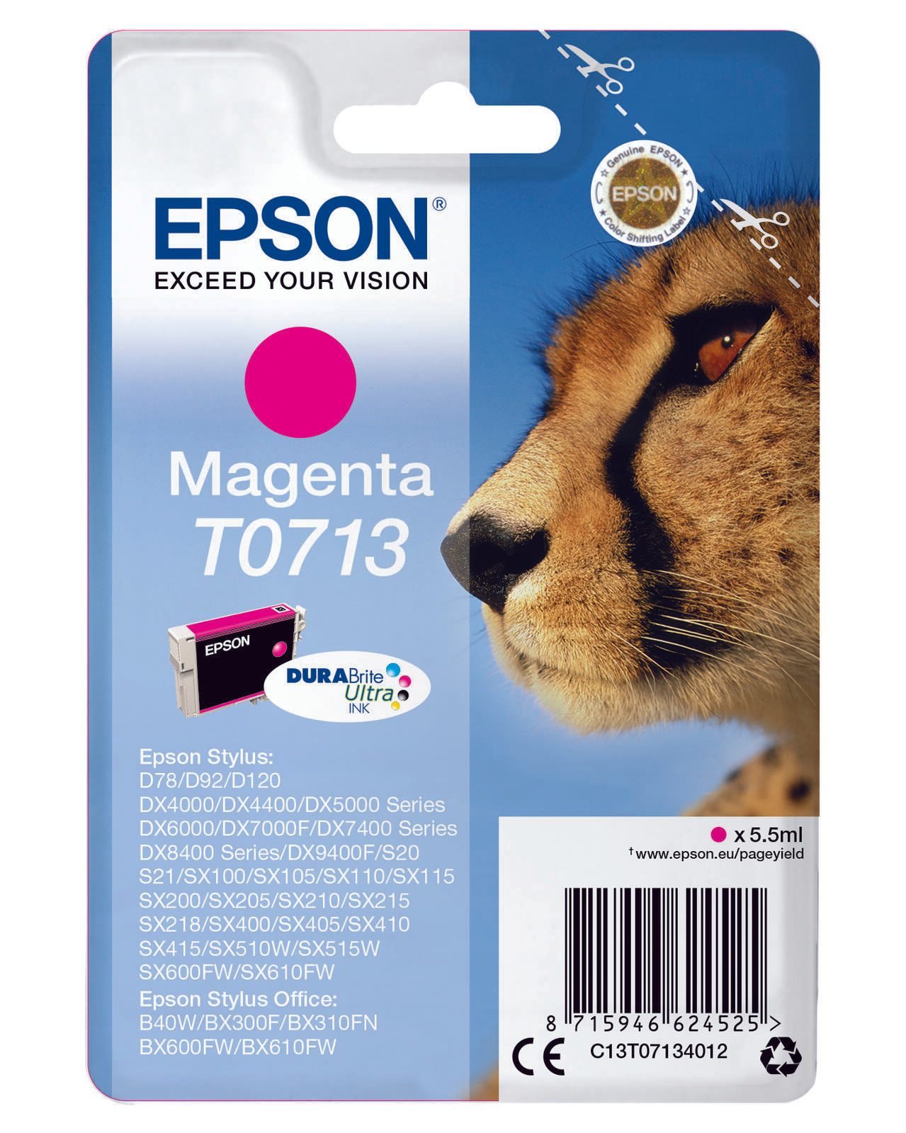 Epson Original T0713 Gepard Druckerpatrone - magenta (C13T07134012)