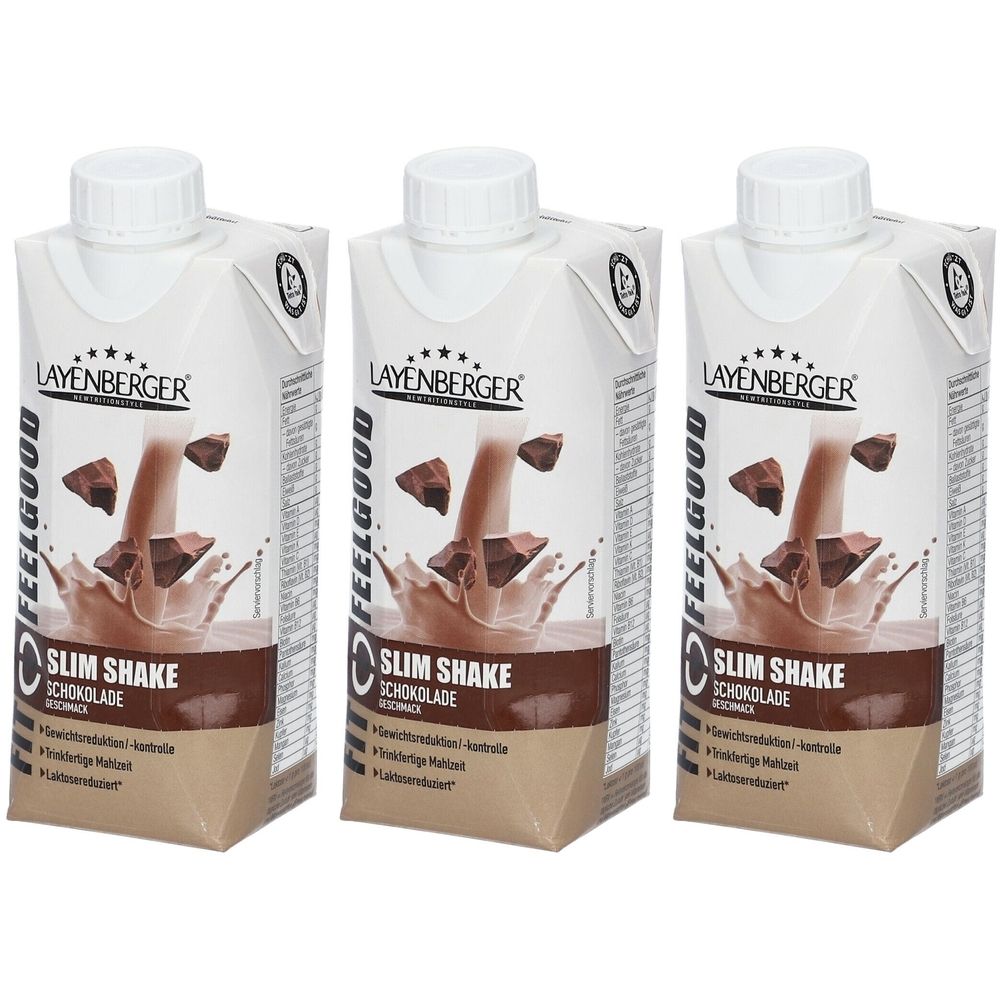3x Layenberger Fit+Feelgood Slim Shake Schokolade 3x330 ml