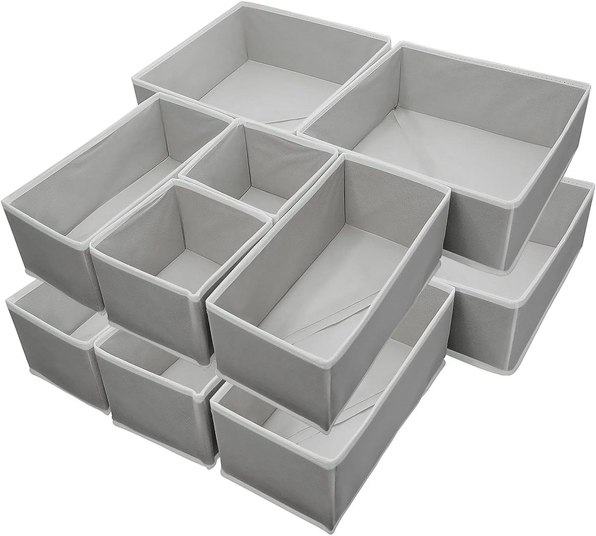 SnelShoppen Laadorganizers Set van 12 stuks - Opvouwbare Ladeverdelers voor Kleding en Accessoires - Grijs