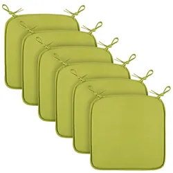 Sitzkissen ( 6er Pack / Grün ) Stuhlkissen mit Haltebändern 38cm x 38cm - Öko-Tex zertifiziert - Sitzauflage Uni, Canvas Stuhlauflage