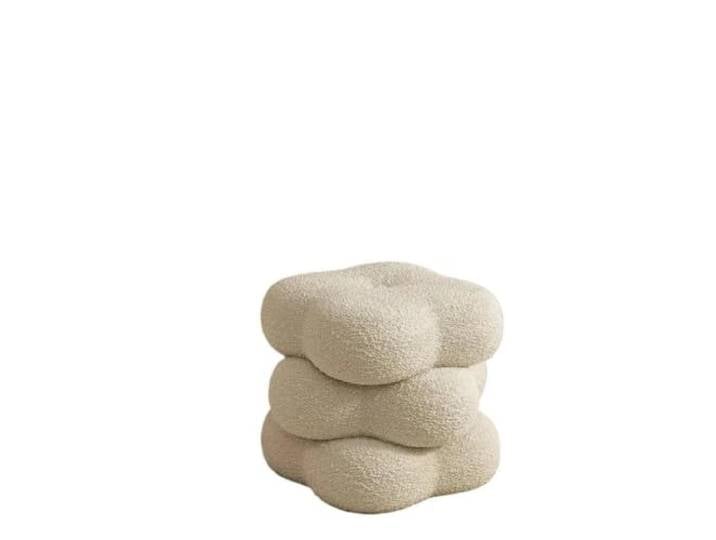 Zymjzbetic Drehbarer Fleece-Make-up-Hocker for das weibliche Schlafzimmer Schminktisch im cremefarbenen Cookie-Stil, kleiner Osmanischer Fuß-Waschtischstuhl