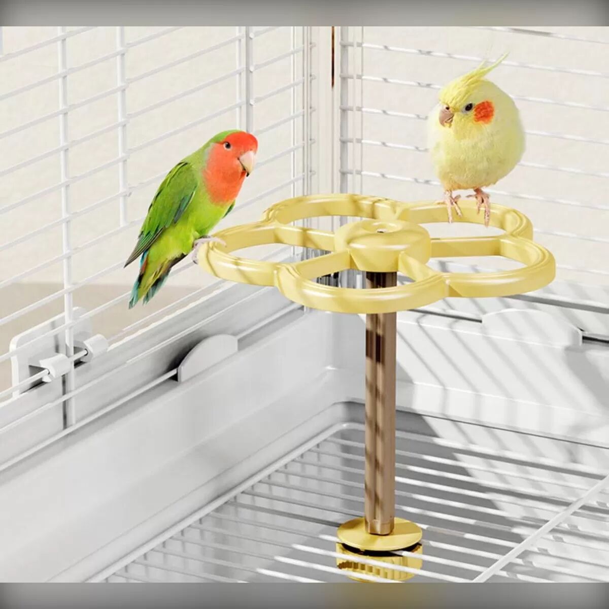 INF Jouet Perchoir Moulin à Vent Rotatif pour Oiseaux - Accessoire Interactif et Amusant pour Cage Rose