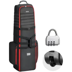 VEVOR Golf Reisetasche Golfgepäck mit Rädern, strapazierfähiges 1800D-Polyester-Oxford, weiche Golfschläger-Aufbewahrungstasche für Flugzeuge, wasserdicht verschleißfest rot + schwarz