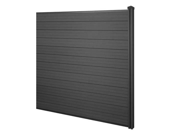 WPC-Sichtschutz Sarthe, Windschutz Zaun, WPC-Pfosten Erweiterungselement, 1,88m anthrazit