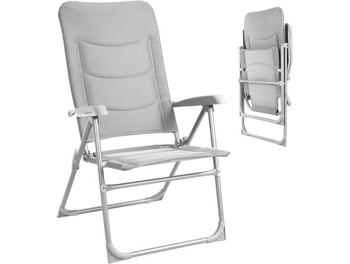 Chaise de jardin pliable en aluminium réglable en 7 positions pour camping balcon-(1 chaise)