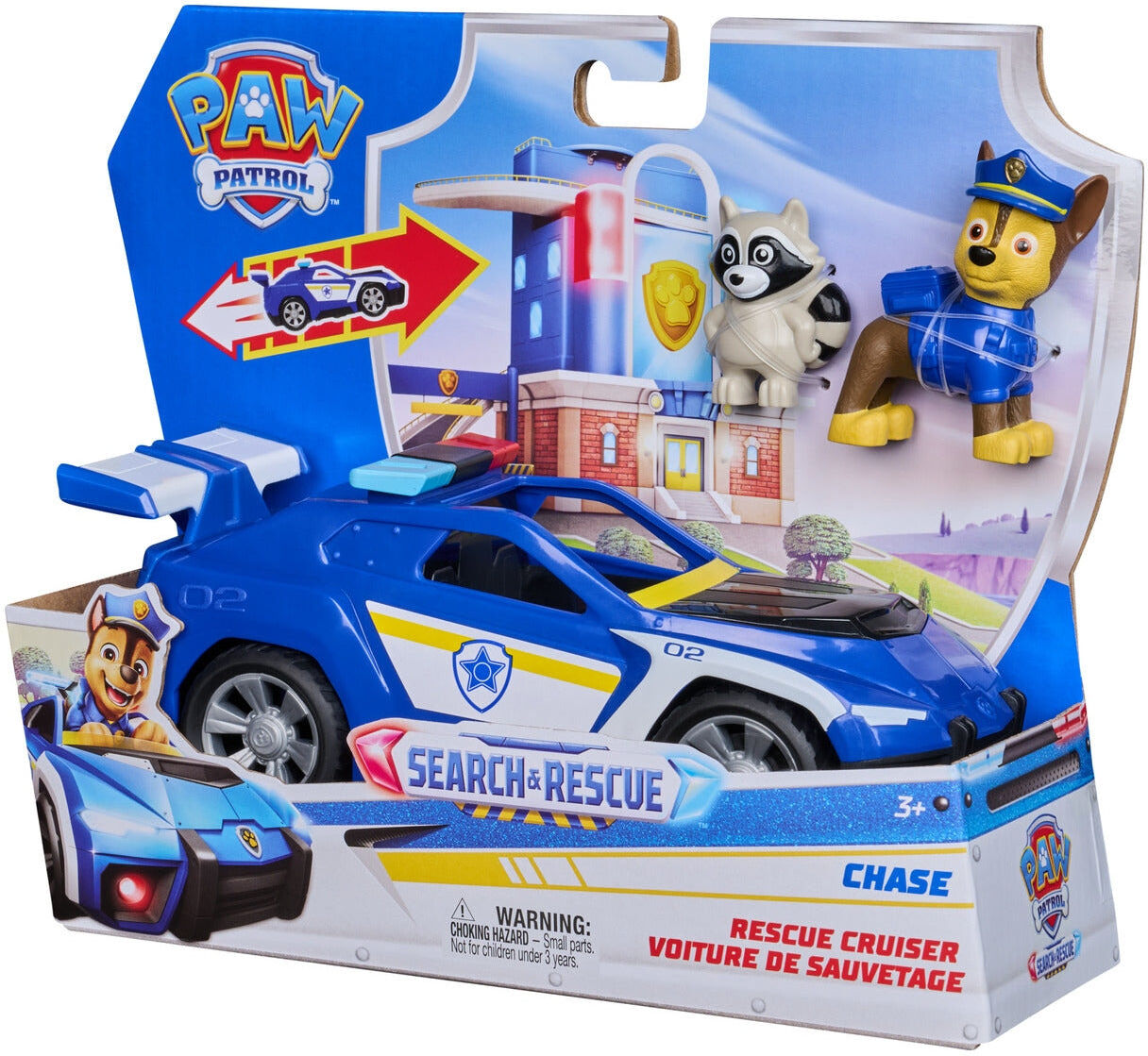 Spin Master PAW Patrol Search ; Rescue Chase Rescue Cruiser Vehicle with 2 Figures for Kids - Blue - 15.2 cm