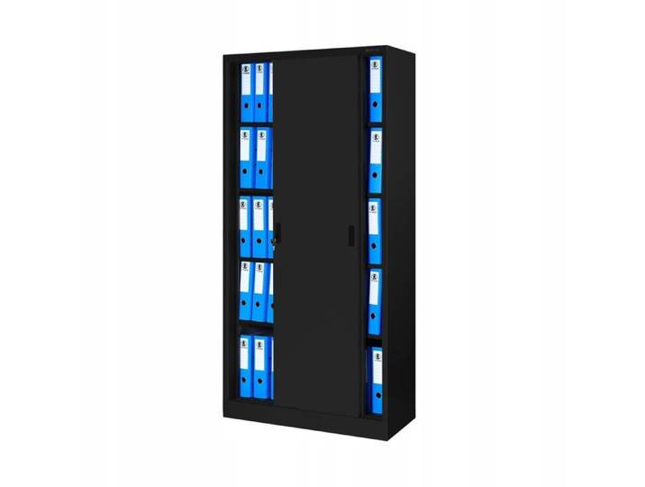 Armoire de bureau en métal noire avec portes coulissantes KUBA 900x1850x400 mm