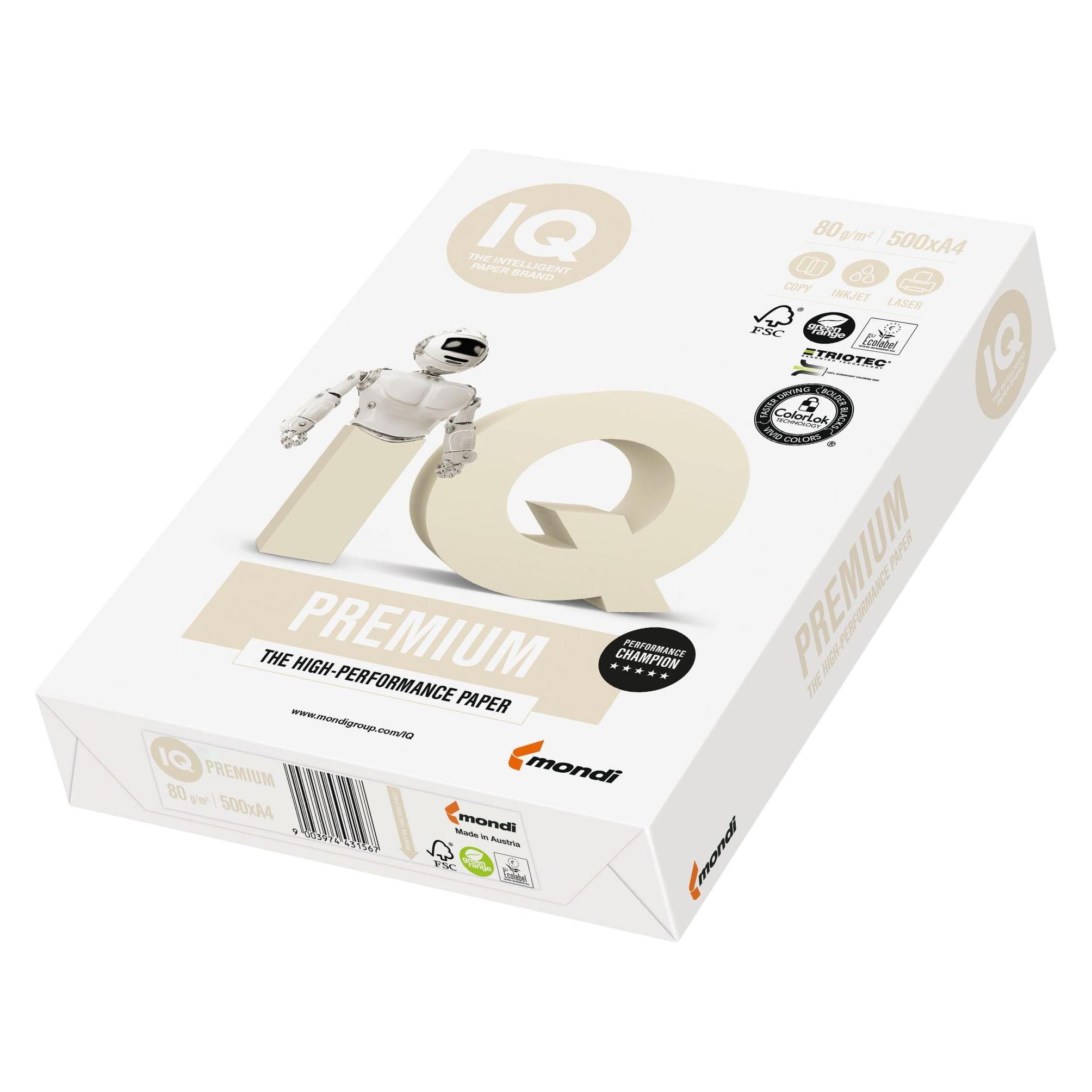 IQ Kopierpapier PREMIUM DIN A4 80 g/qm 500 Blatt (A4, 500 Blätter, 80 g/m²) (88055603)