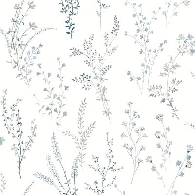 York Wallcoverings Blue & Green Wildflower Sprigs Peel and Stick Wallpaper