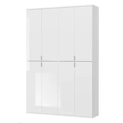 SCHUHSCHRANK weiß Hochglanz 122 cm, Garderobe mit 18 Fächern, Garderobenmöbel
