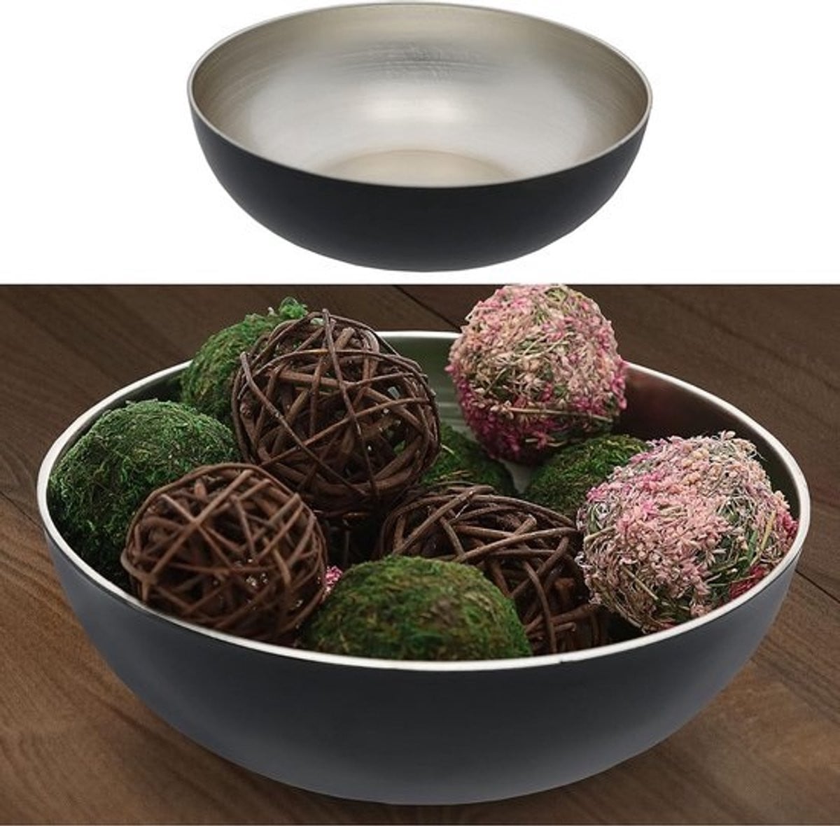 Ronde Decoratieve Schaal Champagne en Zwart Kunststof Ø 30 cm