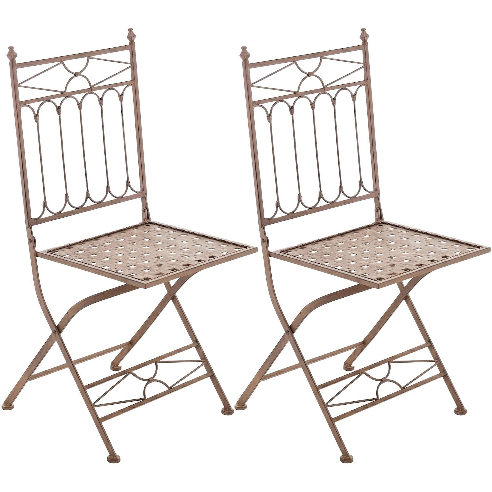 CLP 2er Set Klappstühle Asina, platzsparende Gartenstühle für den Außenbereich, romantische Balkonstühle im Jugendstil, leicht verstaubar
