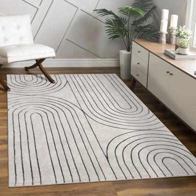 Teppich PACO HOME "Tuana 215", grau, B:240cm H:15mm L:340cm, Polypropylen (PP), Teppiche, Teppich, Kurzflor, Regenbogen, Hoch-Tief Struktur, Scandi-Look