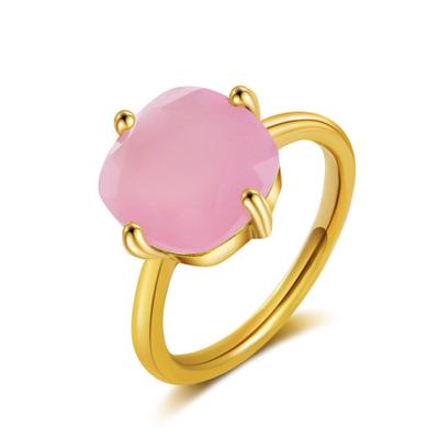 Fingerring AILORIA "Ring Rosa Chalcedon ÉGLANTINE" Gr. 50, rosa, Fingerringe, Damen, 50, Fingerring