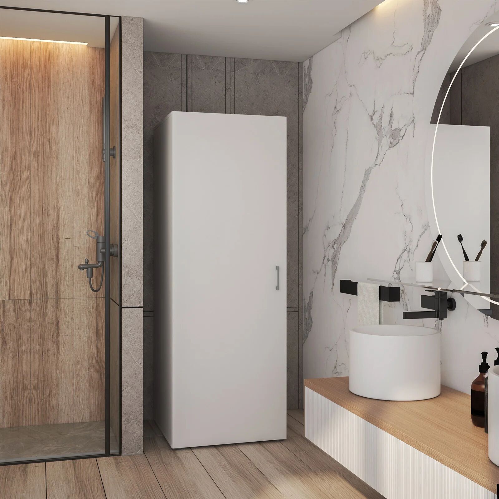 garneroarredamenti Mobile lavanderia 67x189h cm 1 anta bianco Ordinary