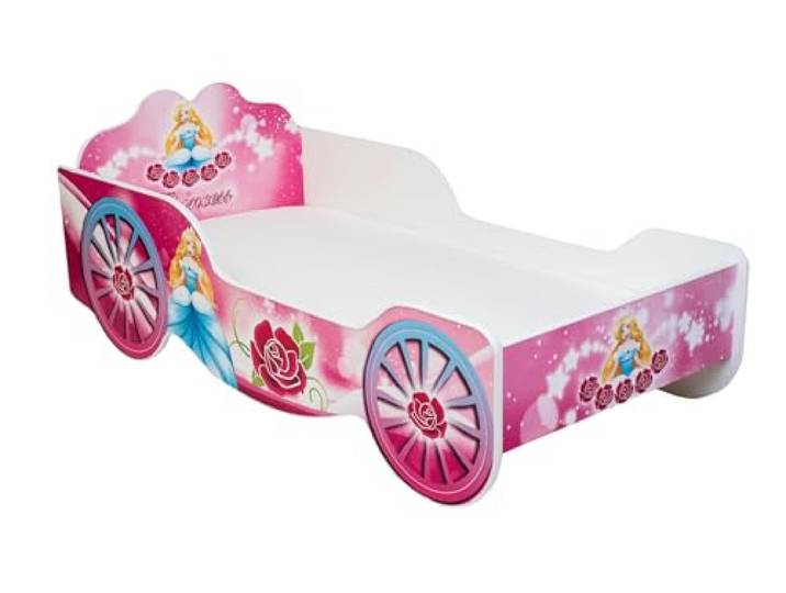 Kids Collective Kutsche Kinderbett Mädchenbett 70x140 80x160 mit Rausfallschutz und Matratze Prinzessin Kinder Spielbett 70x140 cm von Geburt bis 6. Lebensjahr