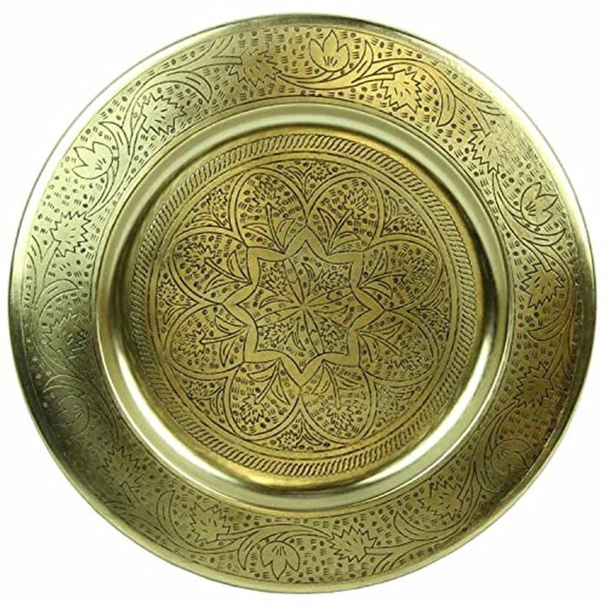 Ronde Marokkaanse Theetafel Tray 40 cm - Antieke Gouden Look Decoratie