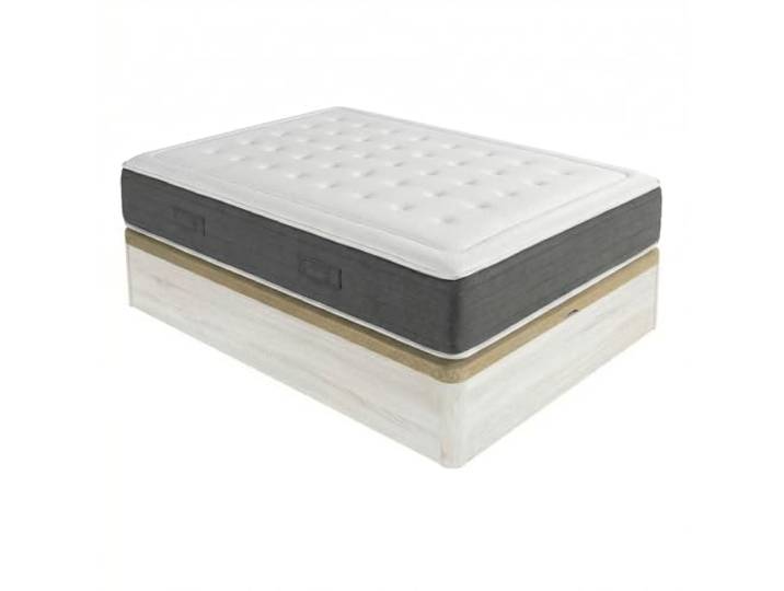DUÉRMETE ONLINE Packung viskoelastische BioNature Matratze, Dicke 24 cm, mit aufklappbarem Bettkasten, großes Fassungsvermögen, Polarfarbe, 105 x 200 cm