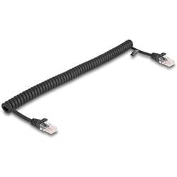 Delock 87992 RJ45 Patchkabel CAT 5e 1.00 m Schwarz Spiralkabel 1 St.