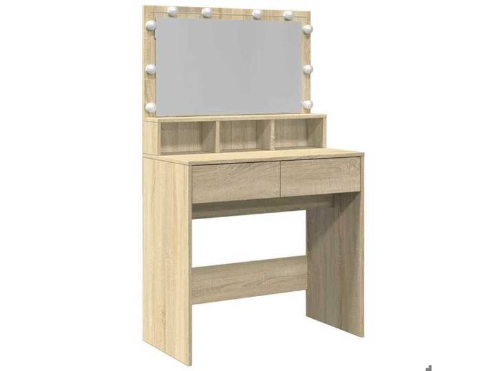 Remise Meuble cosmétique - Brun - Coiffeuse avec LED - chêne sonoma - 80x41x134 5cm_jpf94m
