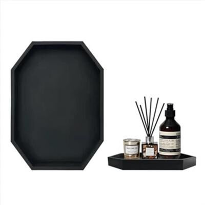 Youfap Market Decorative Octagonal Silicone Storage Tray For Kitchen, Shower Room, Living Room black m