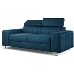 BETTSOFA SOLAN Blau Velours-Stoff mit Schlaffunktion