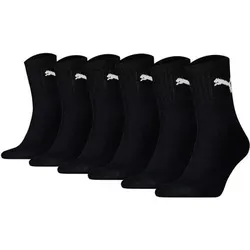 PUMA Unisex Sportsocken, 6 Paar - Short Crew Socks, Tennissocken, einfarbig, Größe 39-42 in Schwarz Schwarz