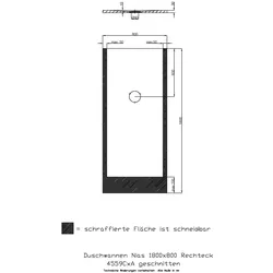 Hoesch Duschwanne Nias gesschnitten 1800x800x30 strukturierte Oberfläche 4559CxA.730