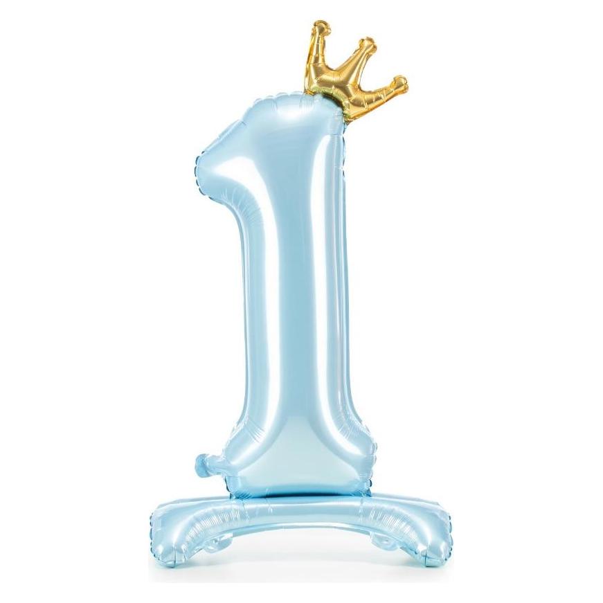 Partydeco Ballon Zahl 1 auf fuss - Blau (1x) (512821)
