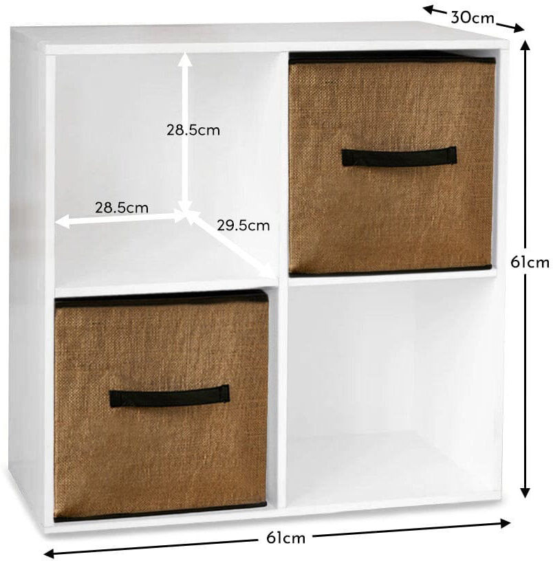 Rebrilliant Northville 61 cm W Cube Bookcase White/Natural (4 Shelves) 61cm H x 61cm W x 30cm D