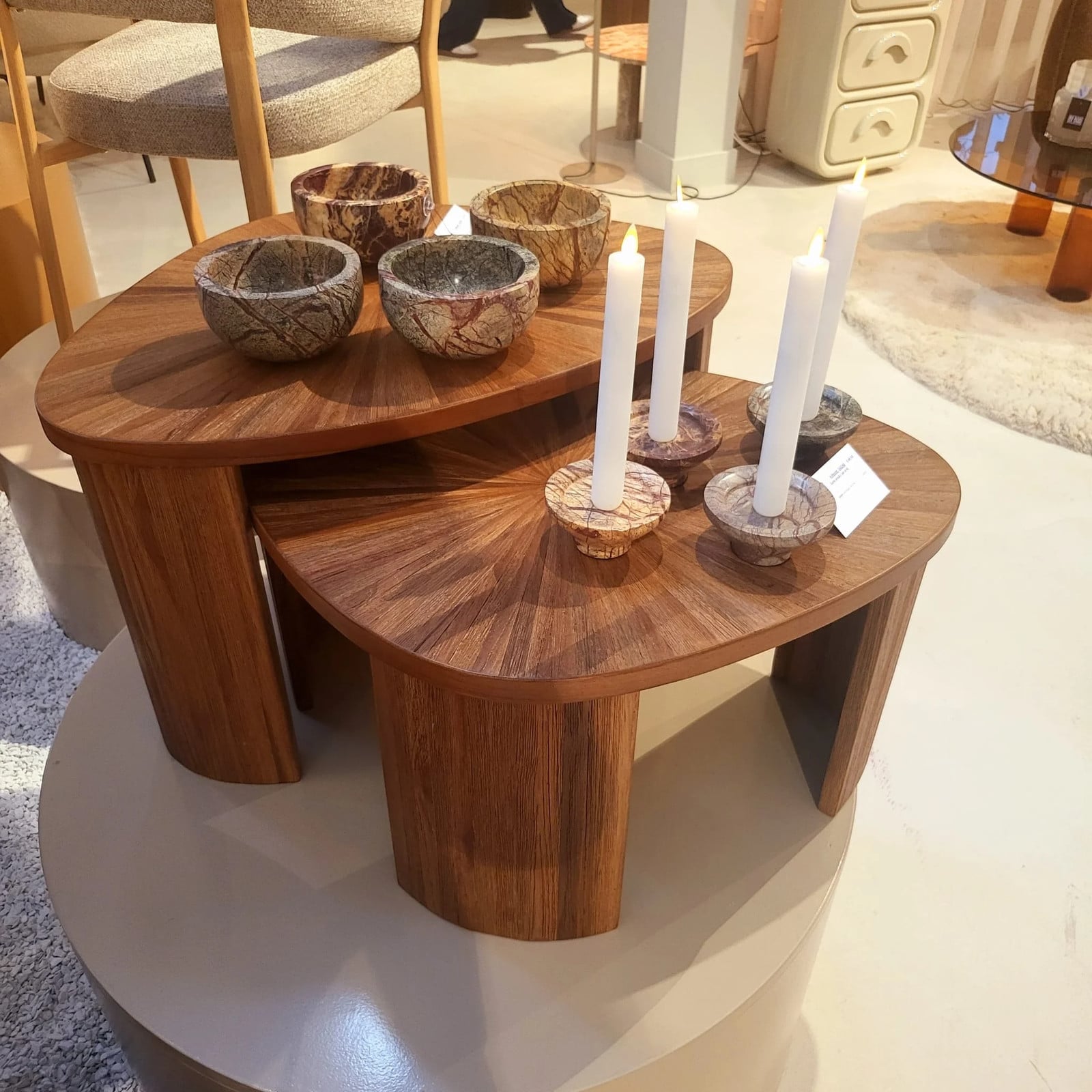 By-Boo Organische Salontafel Tala Set van 2 - Teakhout - Bruin