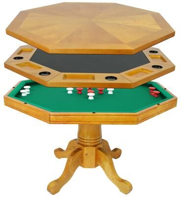 Hathaway Kingston 48-in Poker, Bumper Pool, Dinning Table Combo Set - Oak Finish (Table Only) - 48-in diameter x 31-in H