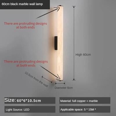 Uplift Essentials Full Copper Spanish Natural Snowflake Marble LED Wall Lamp black L