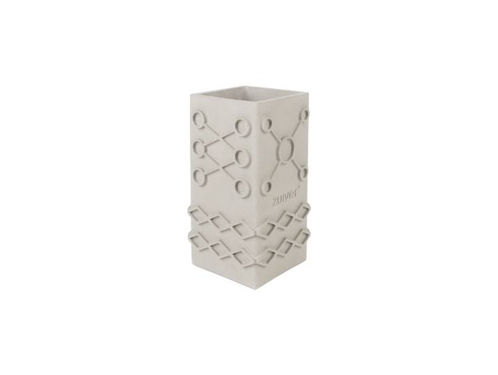 Vase en béton gris, carré, motif graphique, à poser - Zuiver, Gra