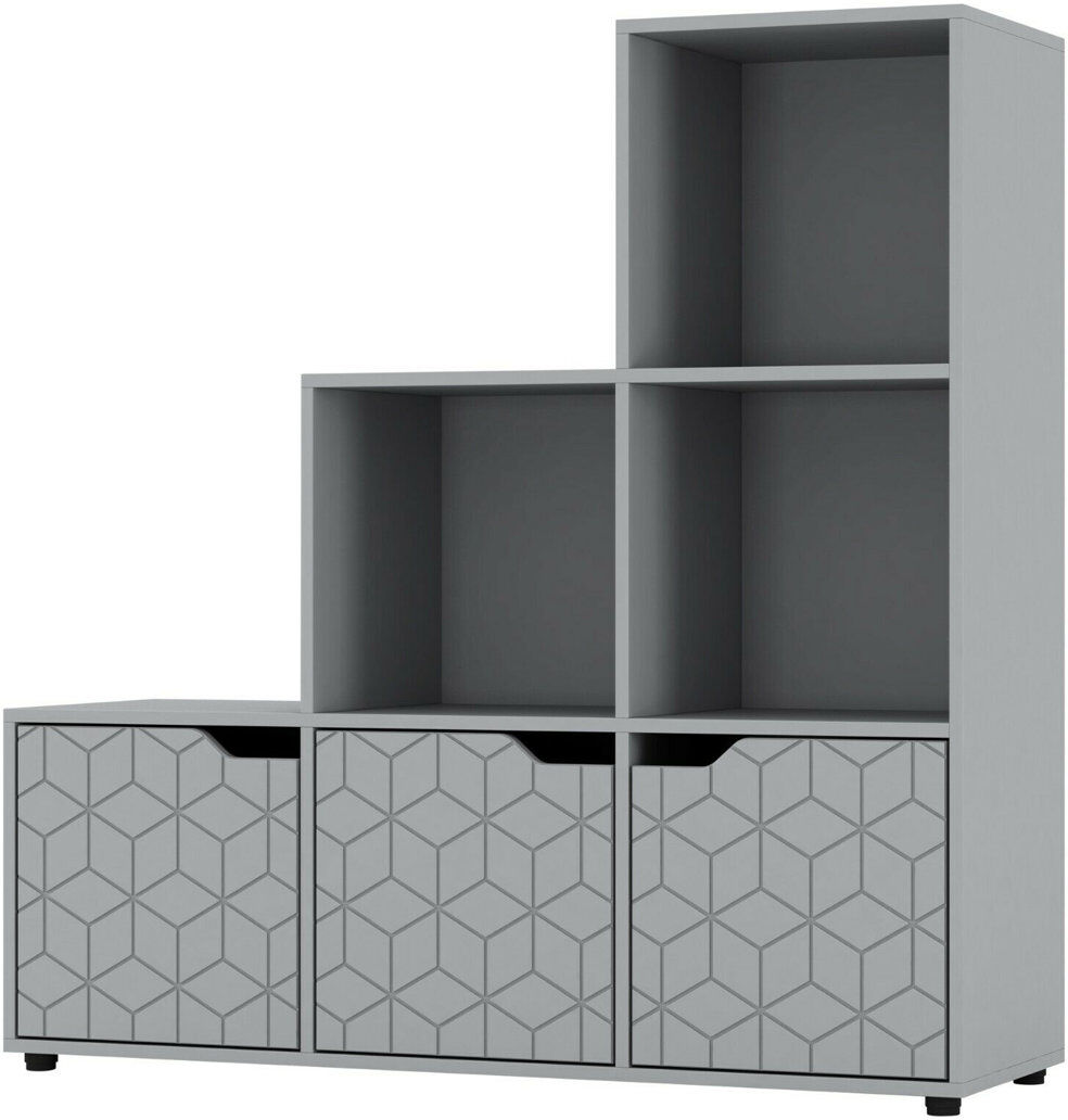 17 Stories Berroa 90.5 cm H x 89 cm W Step Bookcase Grey
