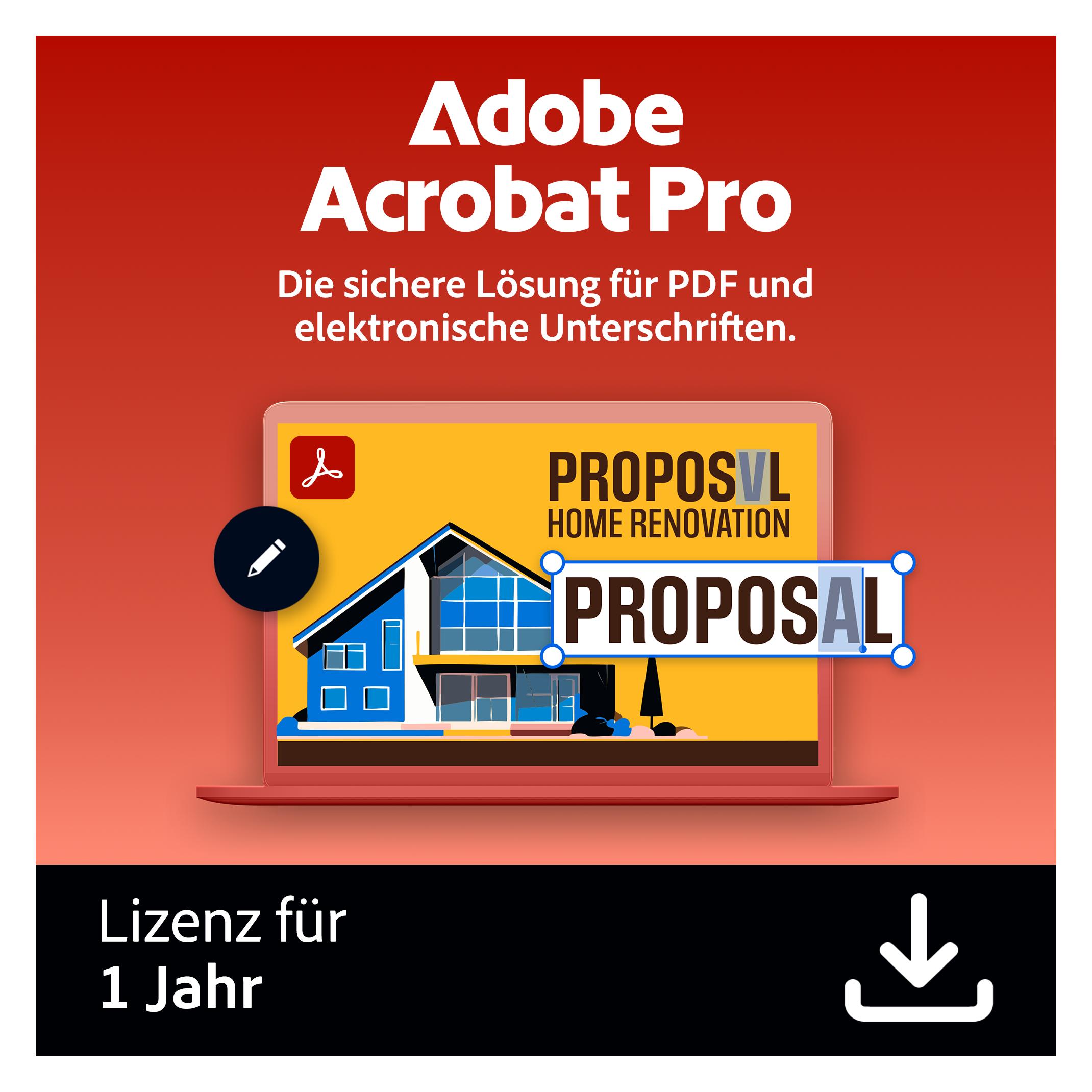 Adobe Acrobat Pro (1 User, 1 Geräte/User, 12 Monate) (65328623)